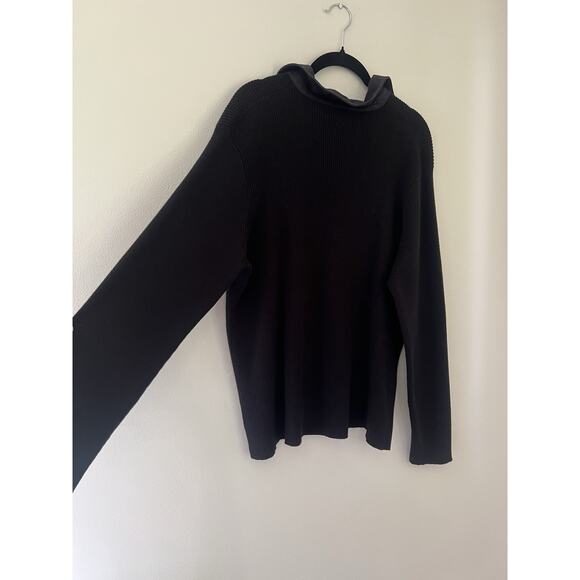 Lauren Ralph Lauren Black Lace Up Ribbed Knit Sweater Tunic Top 2XL Equestrian - Picture 9 of 10